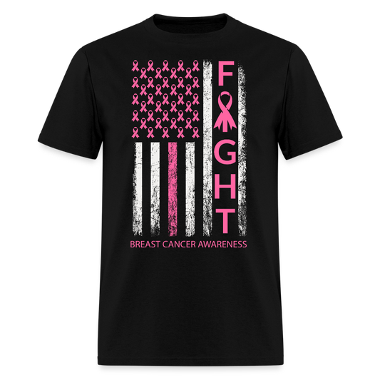 Pink Ribbon Support Breast Cancer Awareness T-Shirt - black