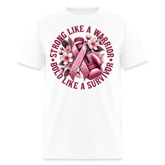 Strong Like A Warrior Breast Cancer T-Shirt - white