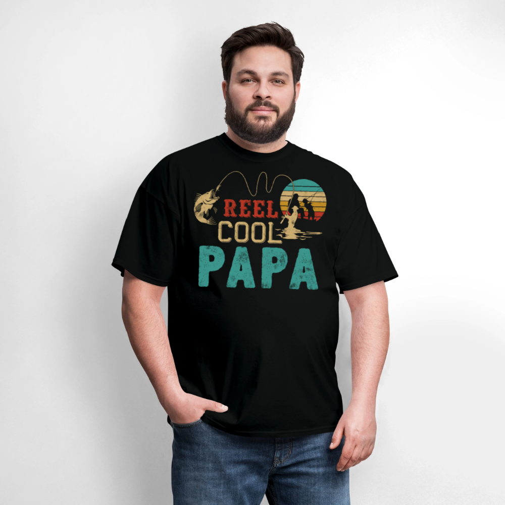 Reel Cool Papa Fishing Fathers Day Gift For Fisherman Dad T-shirt - black