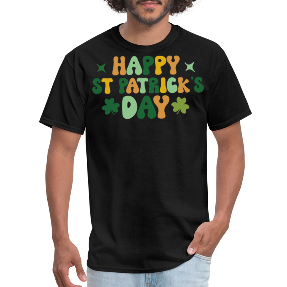 Retro Happy St Patrick’s Day Shamrock T-shirt - black