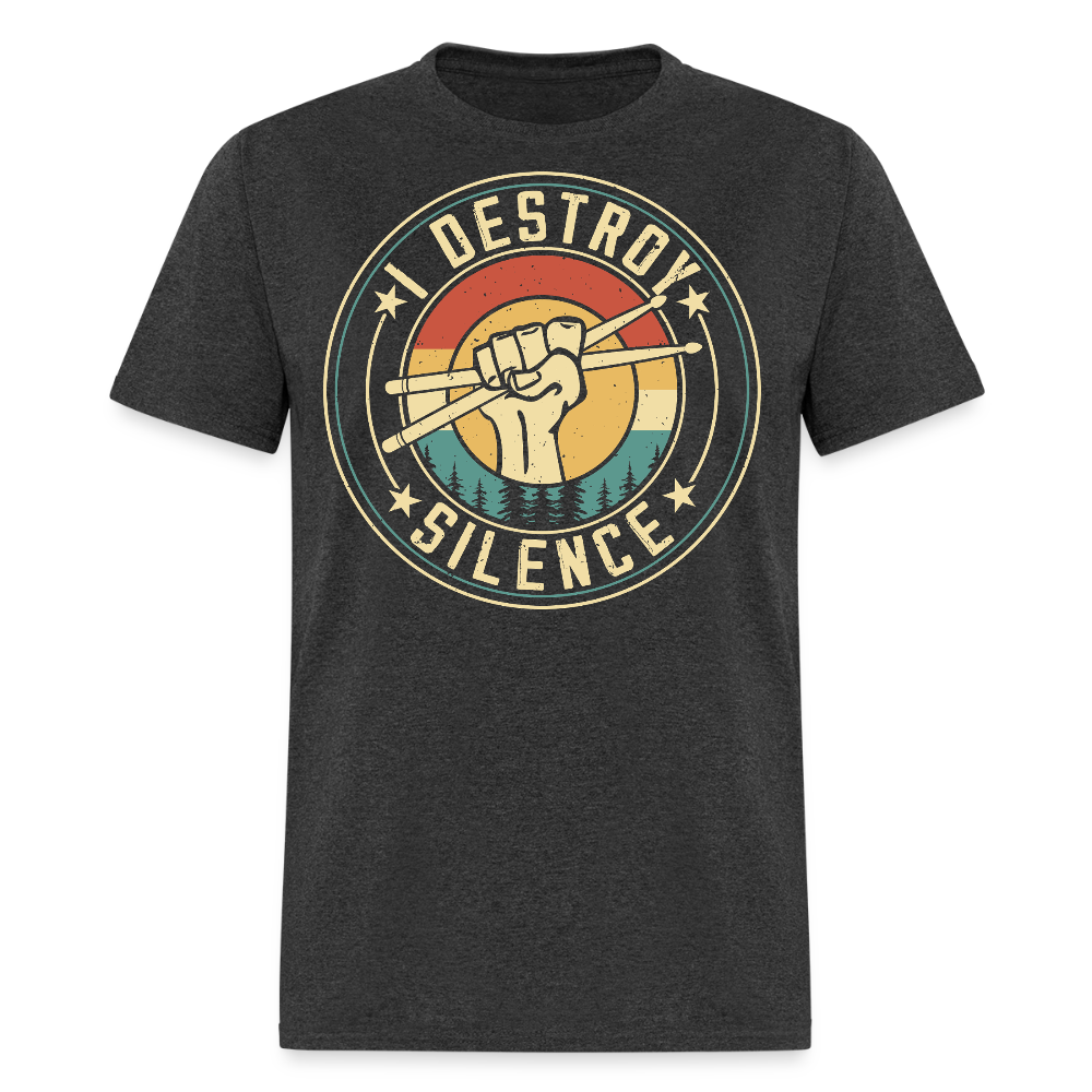 Vintage Drummer I Destroy Silence T-shirt - heather black