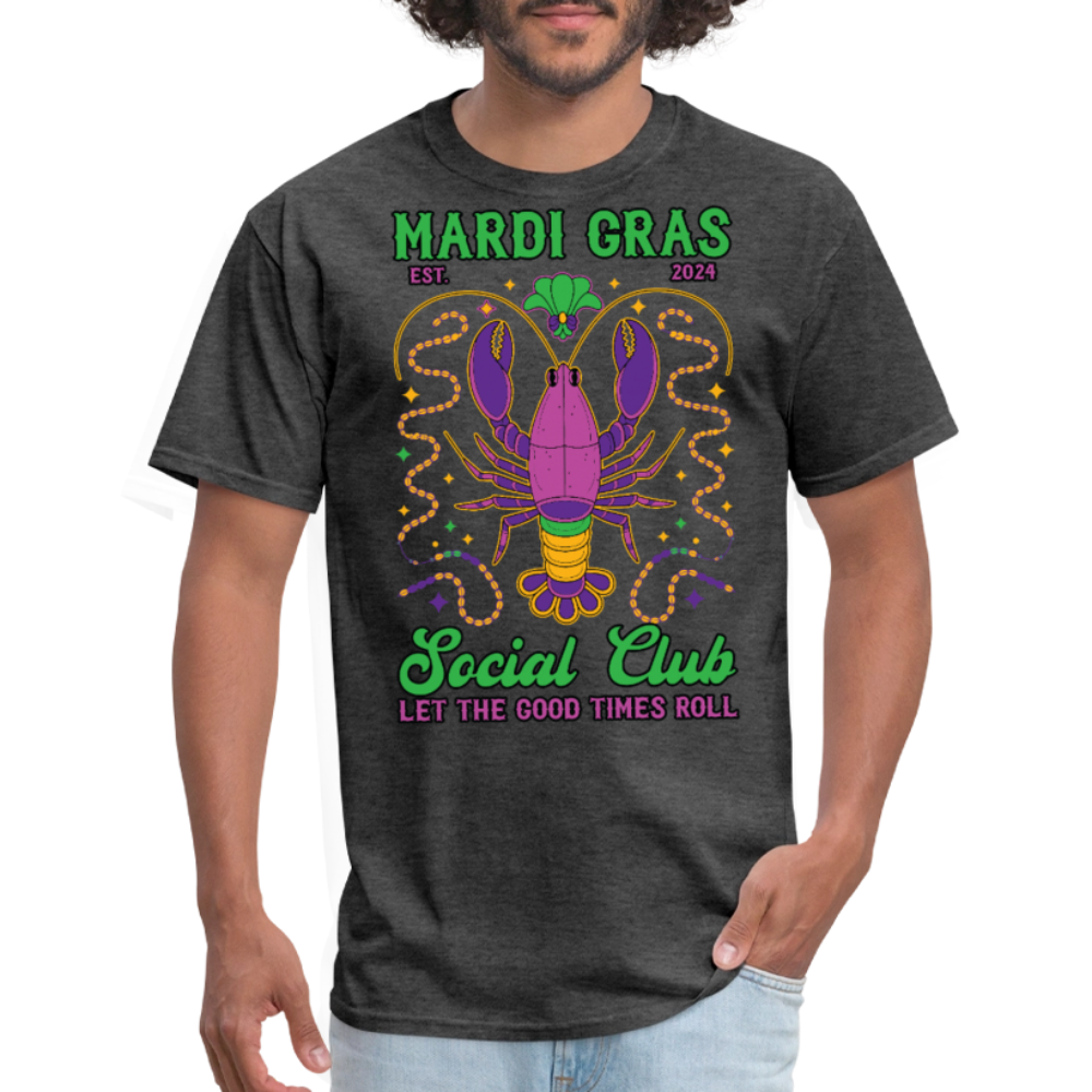 Mardi Gras Social Club Tee Crawfish-themed Mardi Gras T-shirt - heather black