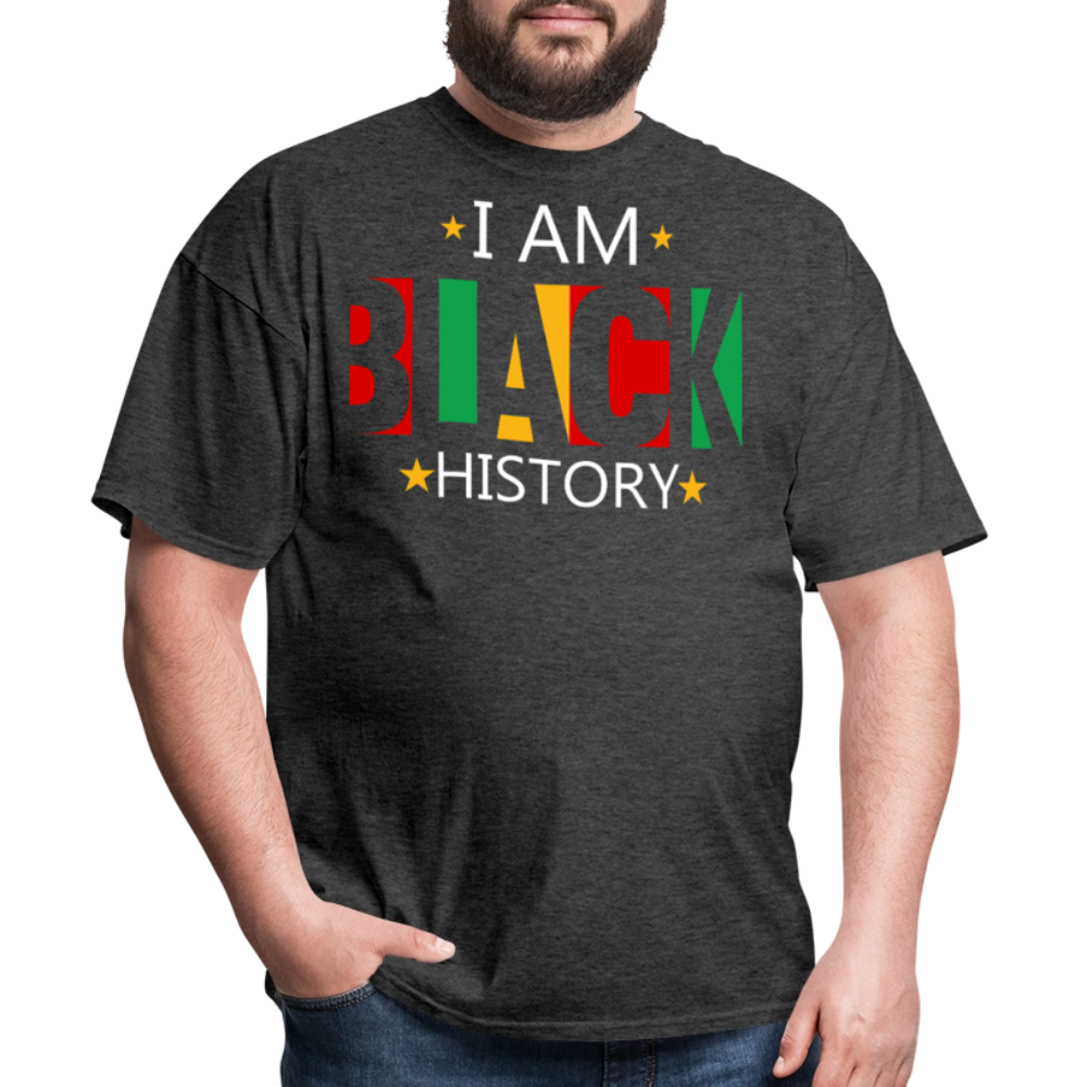 I Am Black History Graphic Tees Pan-African Colors T-shirt - heather black