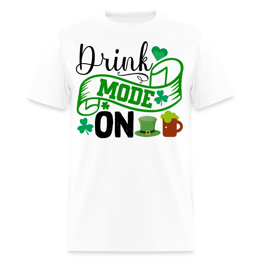 Lucky Shamrock Drinking Mode On T-shirt - white