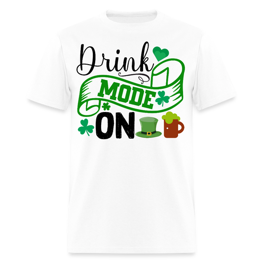 Lucky Shamrock Drinking Mode On T-shirt - white