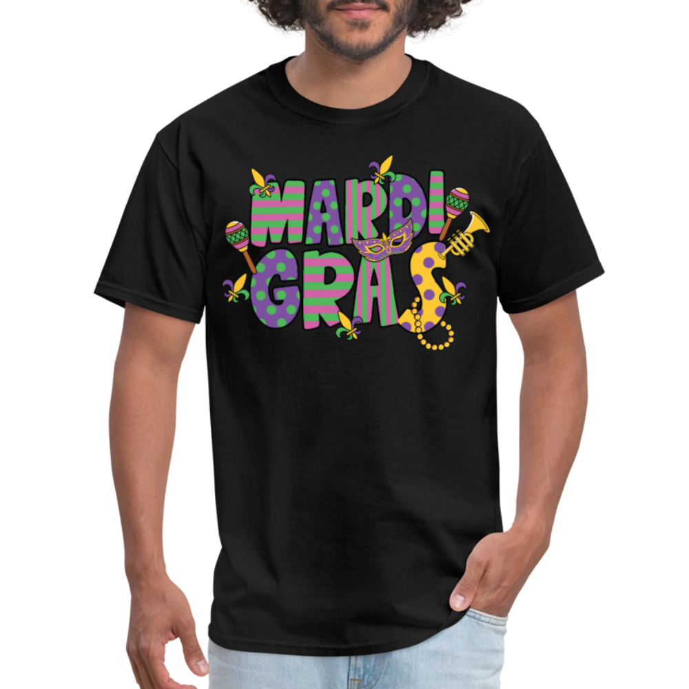 Retro-style Mardi Gras Carnival Tee New Orleans Mardi Gras Party T-shirt - black