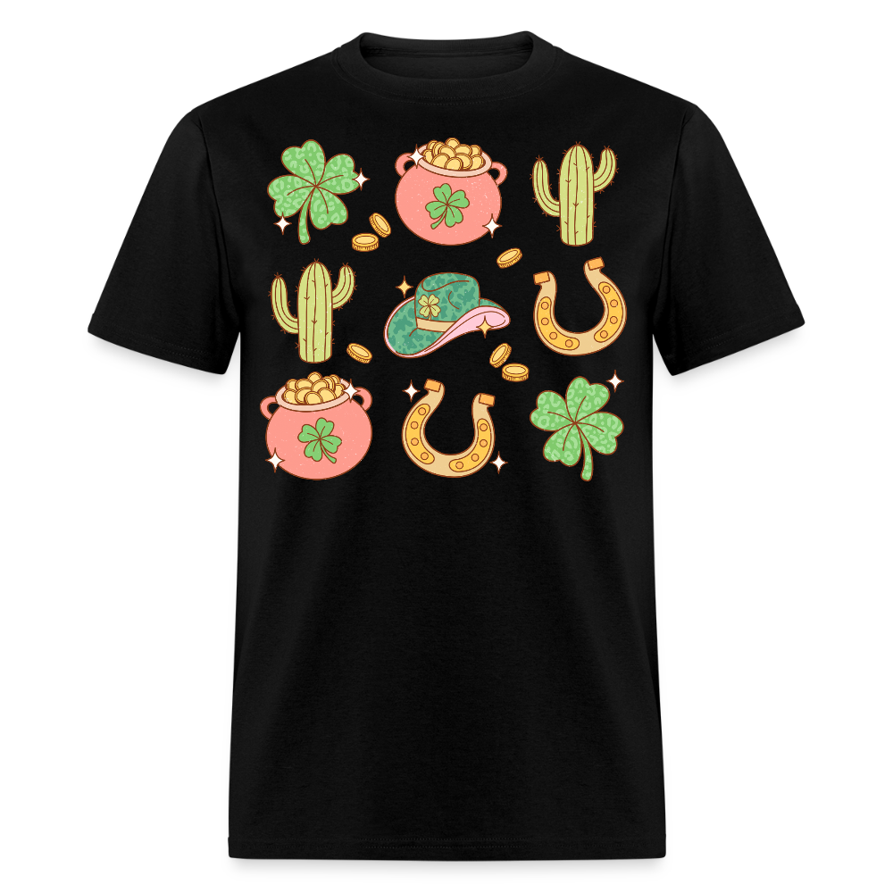 Lucky Irish Cowboy Aesthetic T-shirt - black