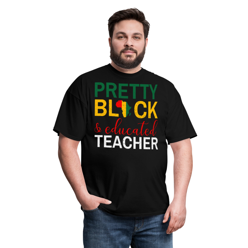 Teacher Appreciation Gift Pretty Black Educated Teacher T-shirt - black