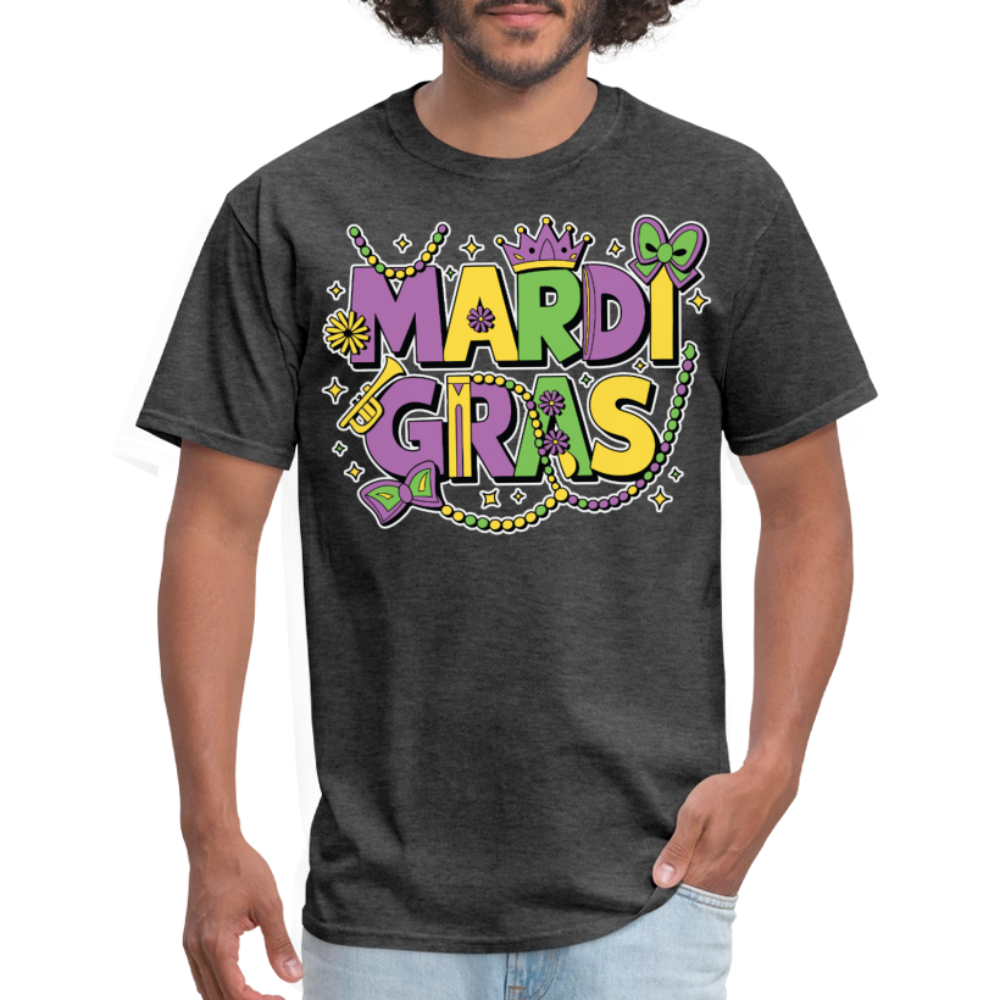 Funny and festive Mardi Gras shirts Mardi Gras Crown T-shirt - heather black