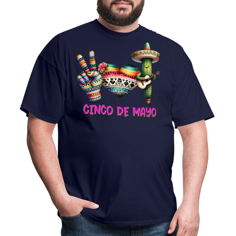 Cute Cactus Cinco de Mayo Tee Mexican-themed Party T-shirt - navy