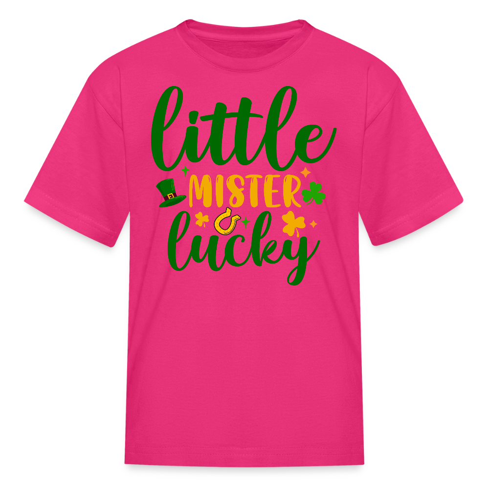 Little Mister Lucky St Patrick’s Day Kids T-shirt - fuchsia