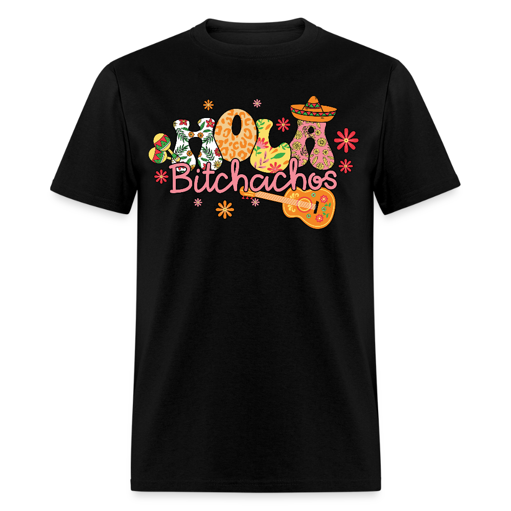 Hola Bitchachos Mexican Fiesta Tee Funny Cinco de Mayo T-shirt - black