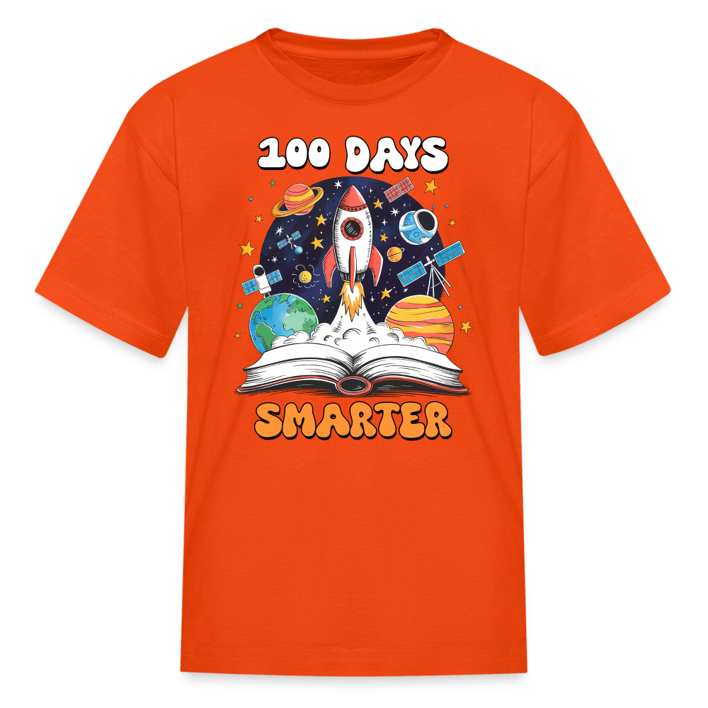 100 Days Smarter Space Themed STEM Learning Kids T-shirt - orange