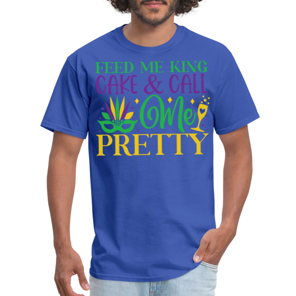 New Orleans Mardi Gras Tee Feed Me King Cake And Call Me Pretty T-shirt - royal blue