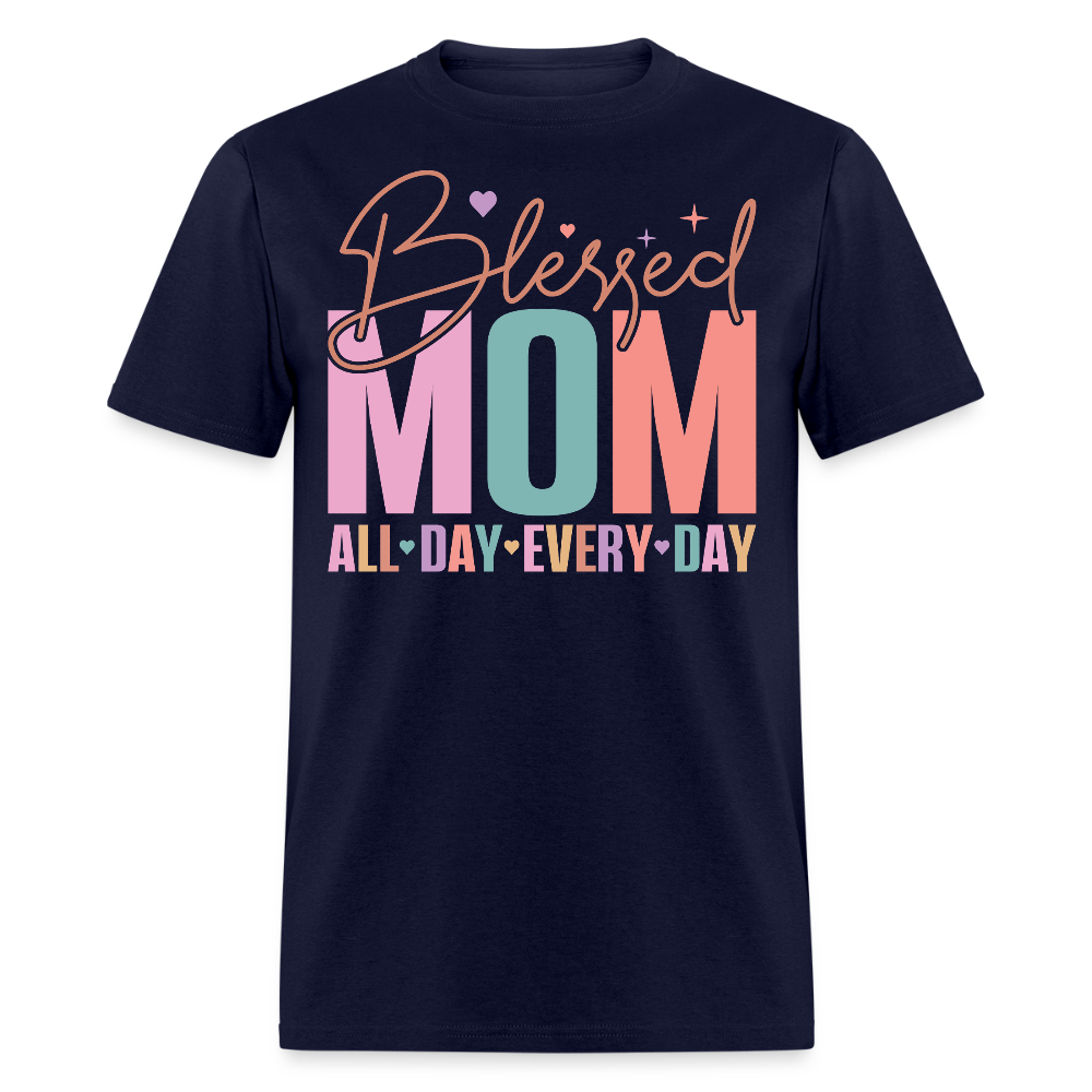 Blessed Mom Tee For Christian Women T-shirt - navy