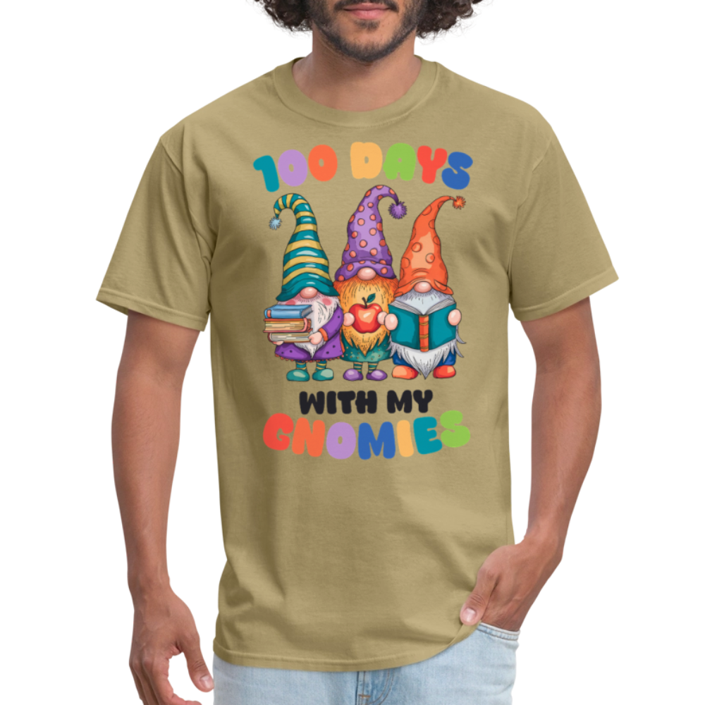 Cute Gnome 100 Days of Learning Shirt Teacher Appreciation Gnome T-Shirt - khaki