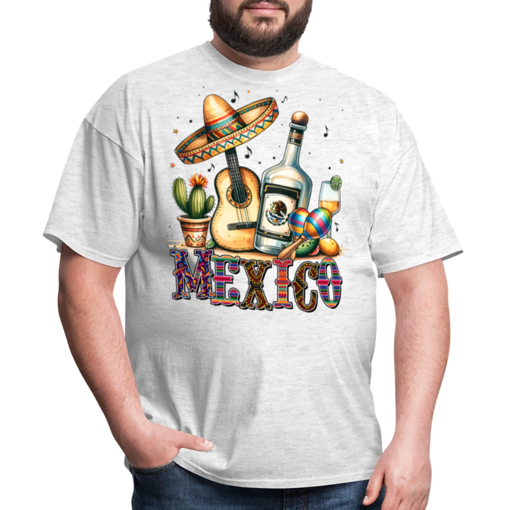 Vintage Mexican Tequila Graphic Tee Mariachi Music And Fiesta T-shirt - light heather gray