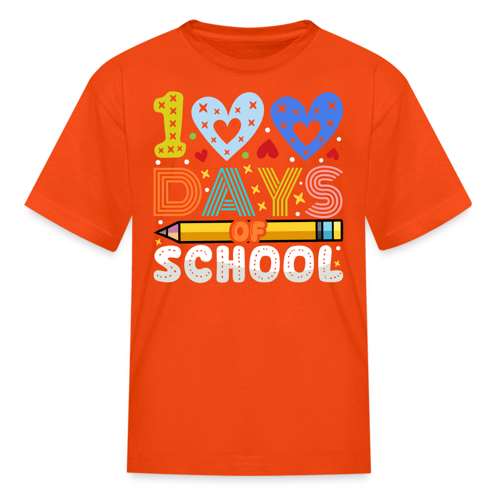 Kindergarten 100 Days Of School Shirt Students Appreciation Gifts T-Shirt - orange