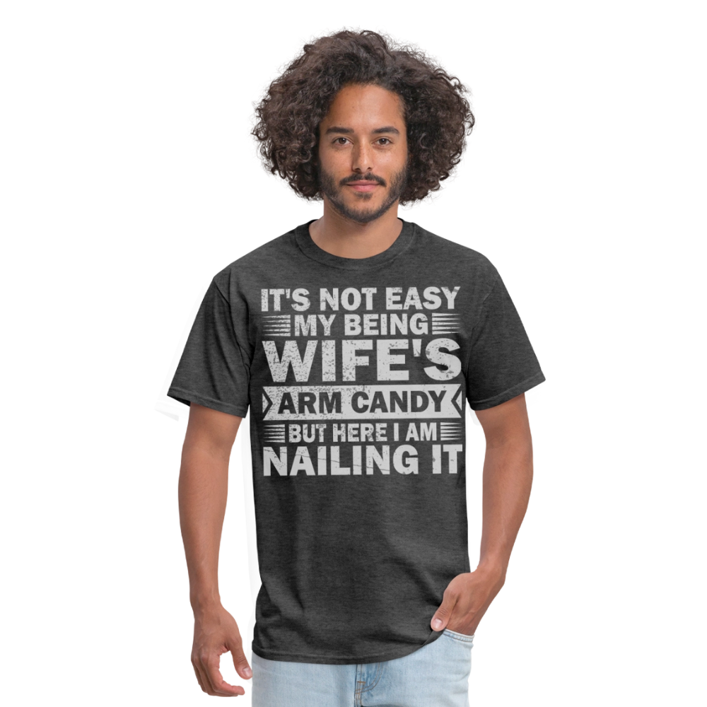 Arm Candy Husband Shirt Gifts for Husbands Funny Relationship T-Shirt - heather black