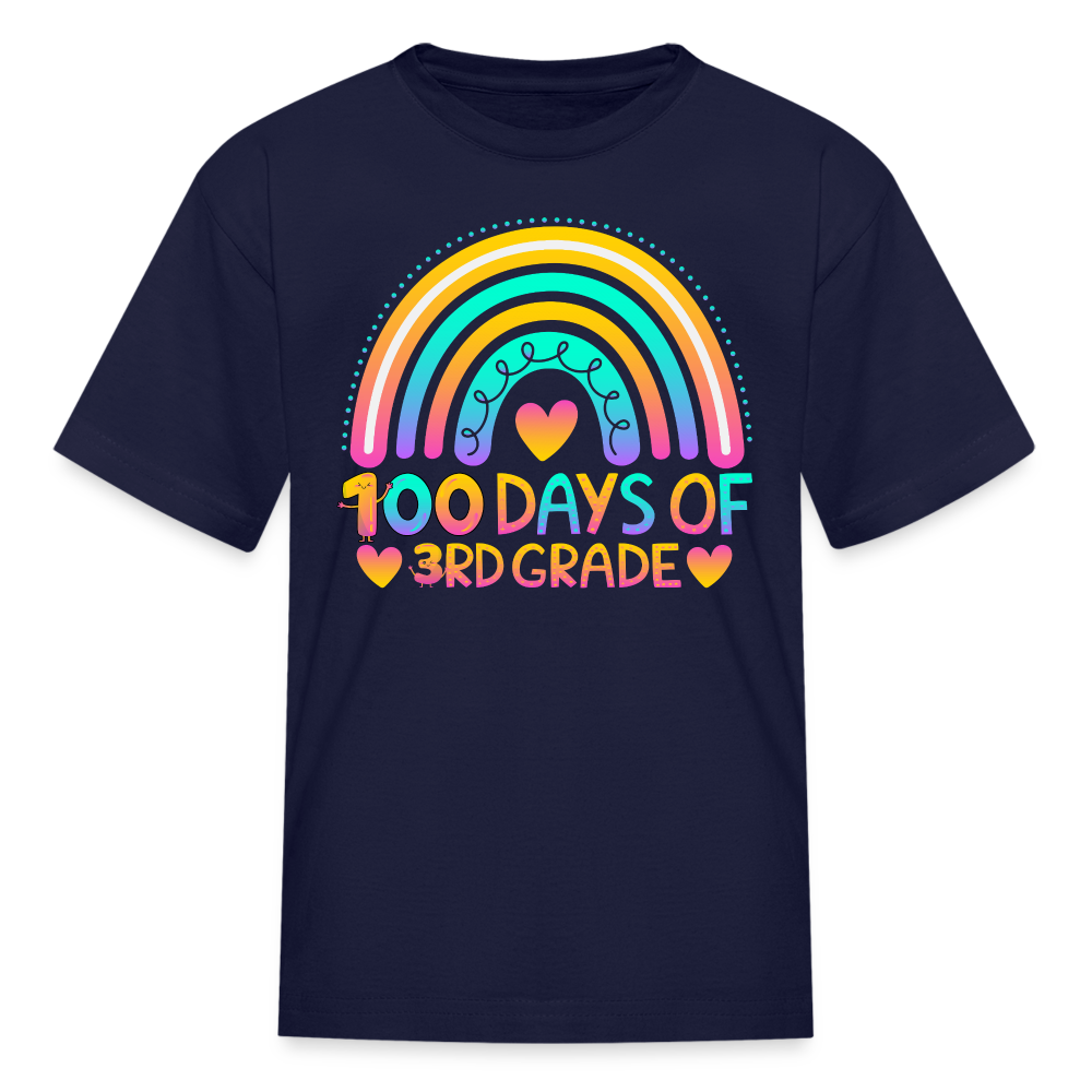 100 Days of 3rd Grade Rainbow Kids' T-Shirt - navy