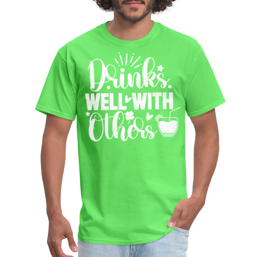 Drinks Well with Others Funny Beer T-Shirt for Party Lovers - kiwi