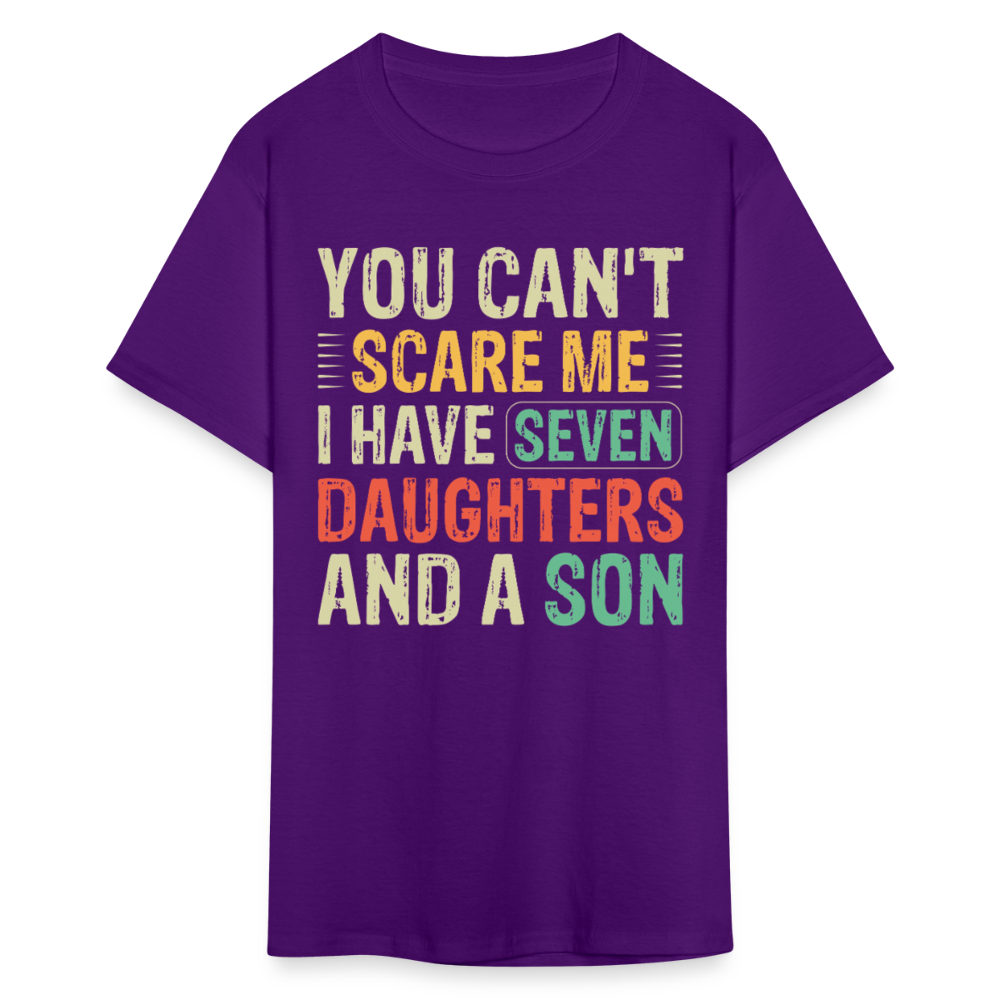 Funny Shirts For Dads With Big Families Seven Daughters and a Son T-Shirt - purple