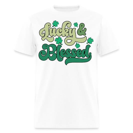 St Patrick’s Day Blessed And Lucky Irish T-shirt - white