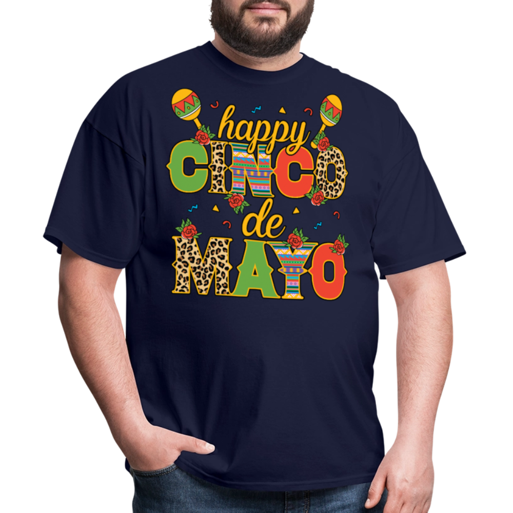 Leopard Print Cinco de Mayo Celebration T-shirt - navy