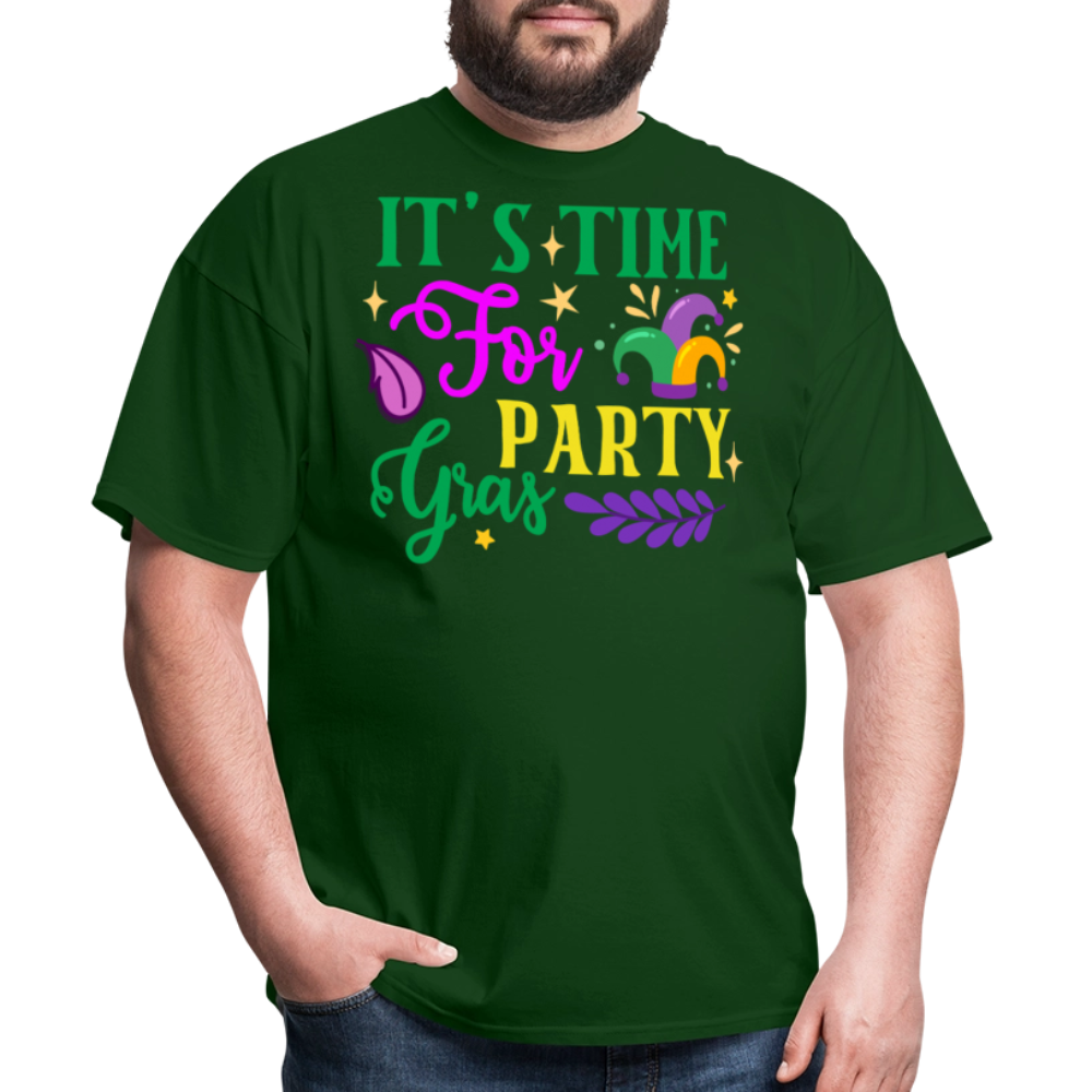 Funny Mardi Gras Festival Tee It's Time for Party Gras T-shirt - forest green