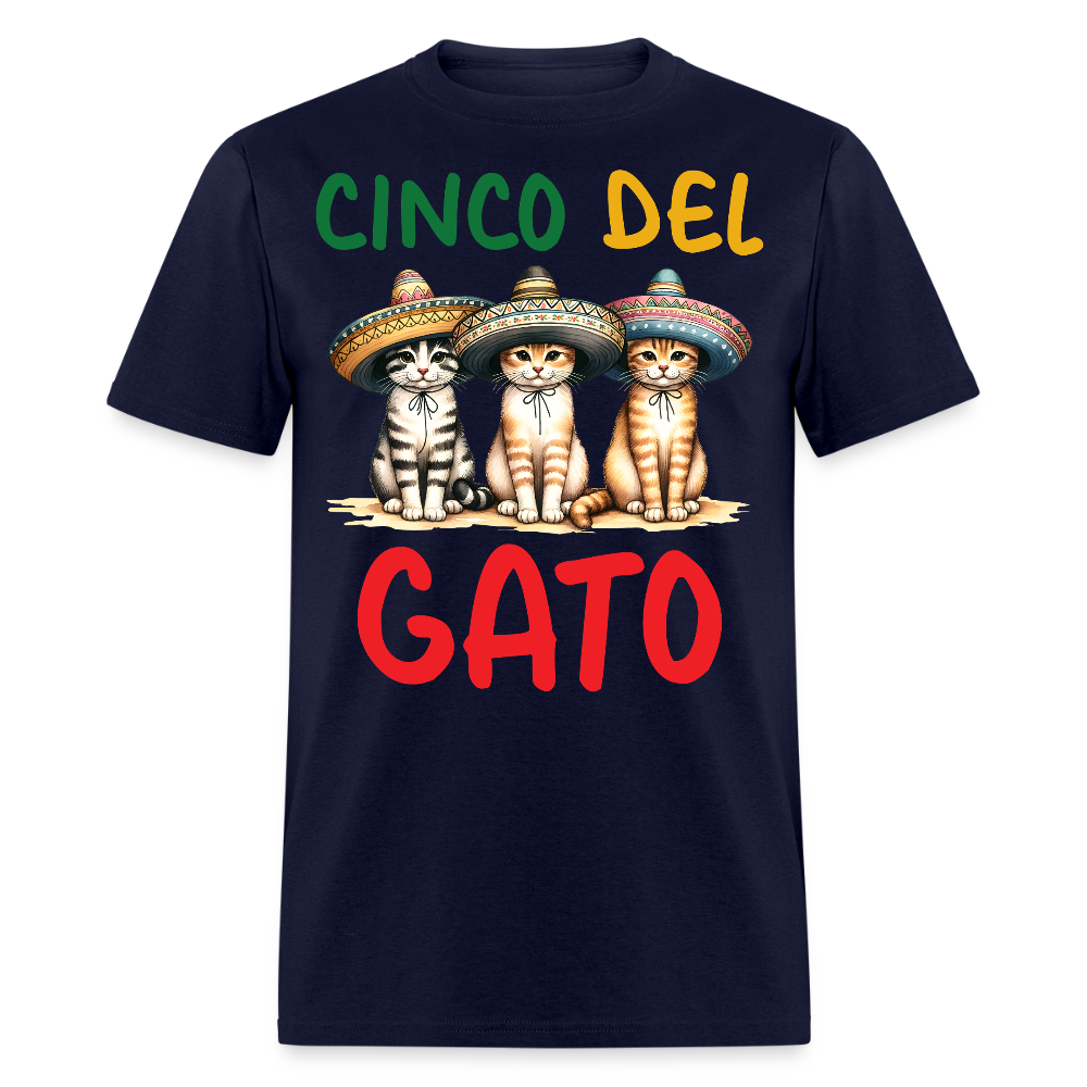 Cinco De Mayo Kitten Graphic Tee Funny Fiesta Cat T-shirt - navy