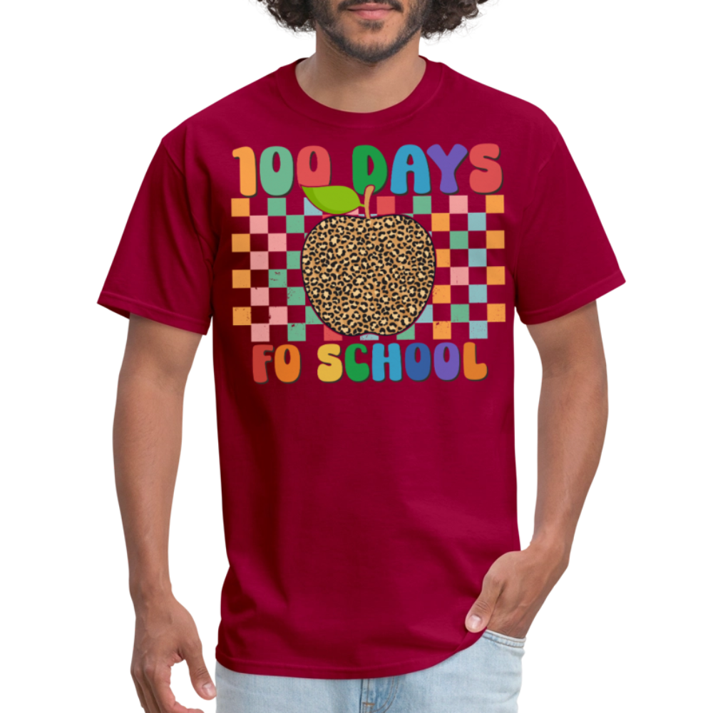 Leopard Print 100 Days of School Shirt Teacher Gifts Unisex T-shirt - dark red