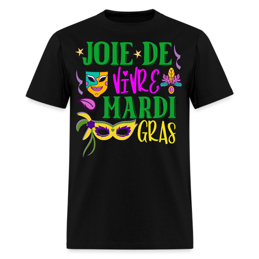 Joie De Vivre Mardi Gras Graphic Tee Colorful Masquerade Mask T-shirt - black