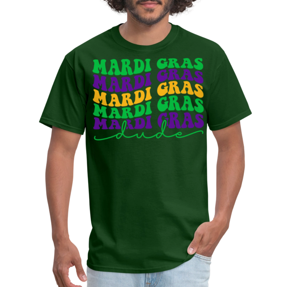 Retro-style Mardi Gras Shirt New Orleans Festival T-shirt - forest green