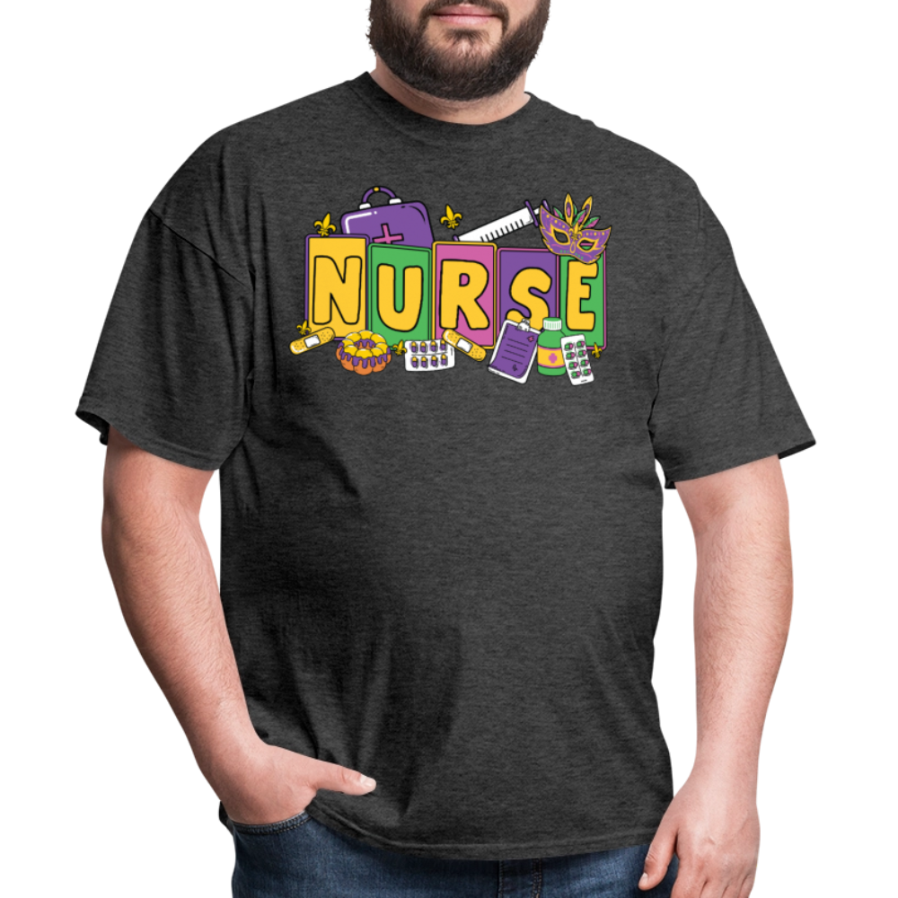 Mardi Gras Nurse Shirt For Healthcare Workers Nurse Appreciation T-shirt - heather black