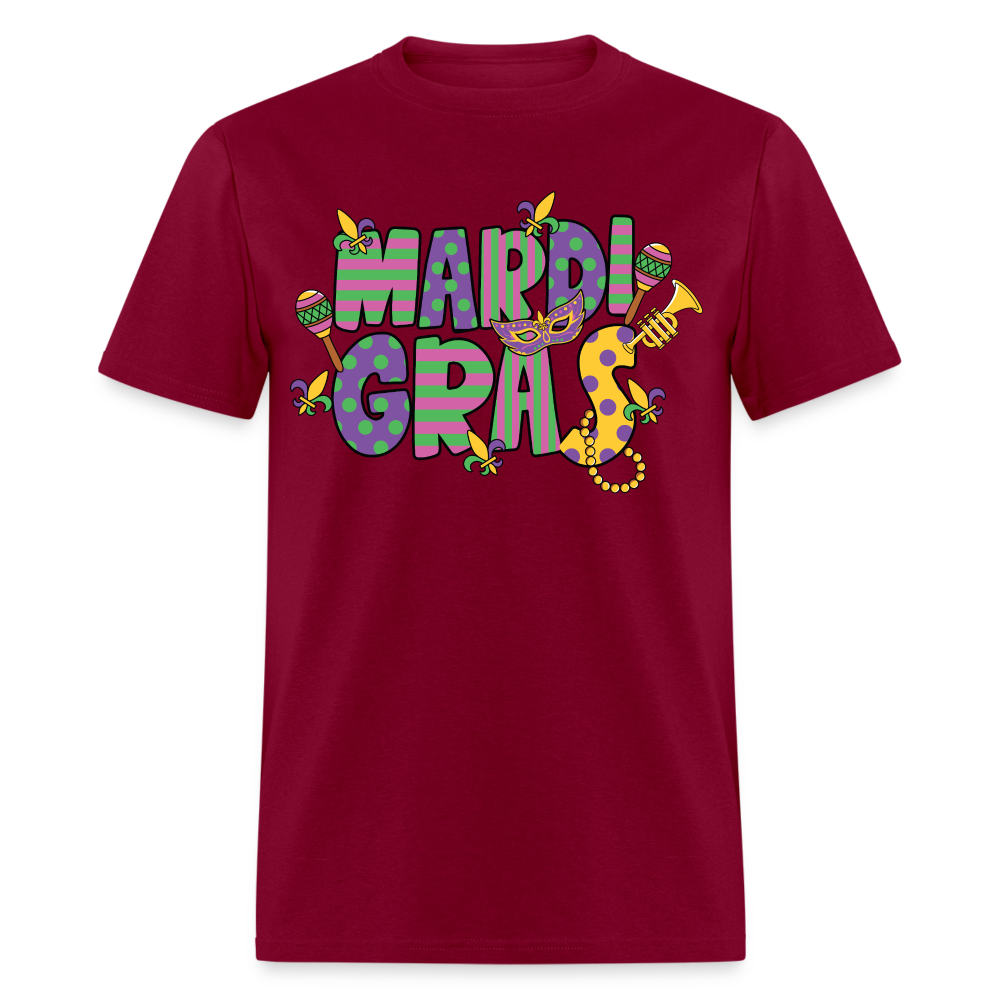 Retro-style Mardi Gras Carnival Tee New Orleans Mardi Gras Party T-shirt - burgundy