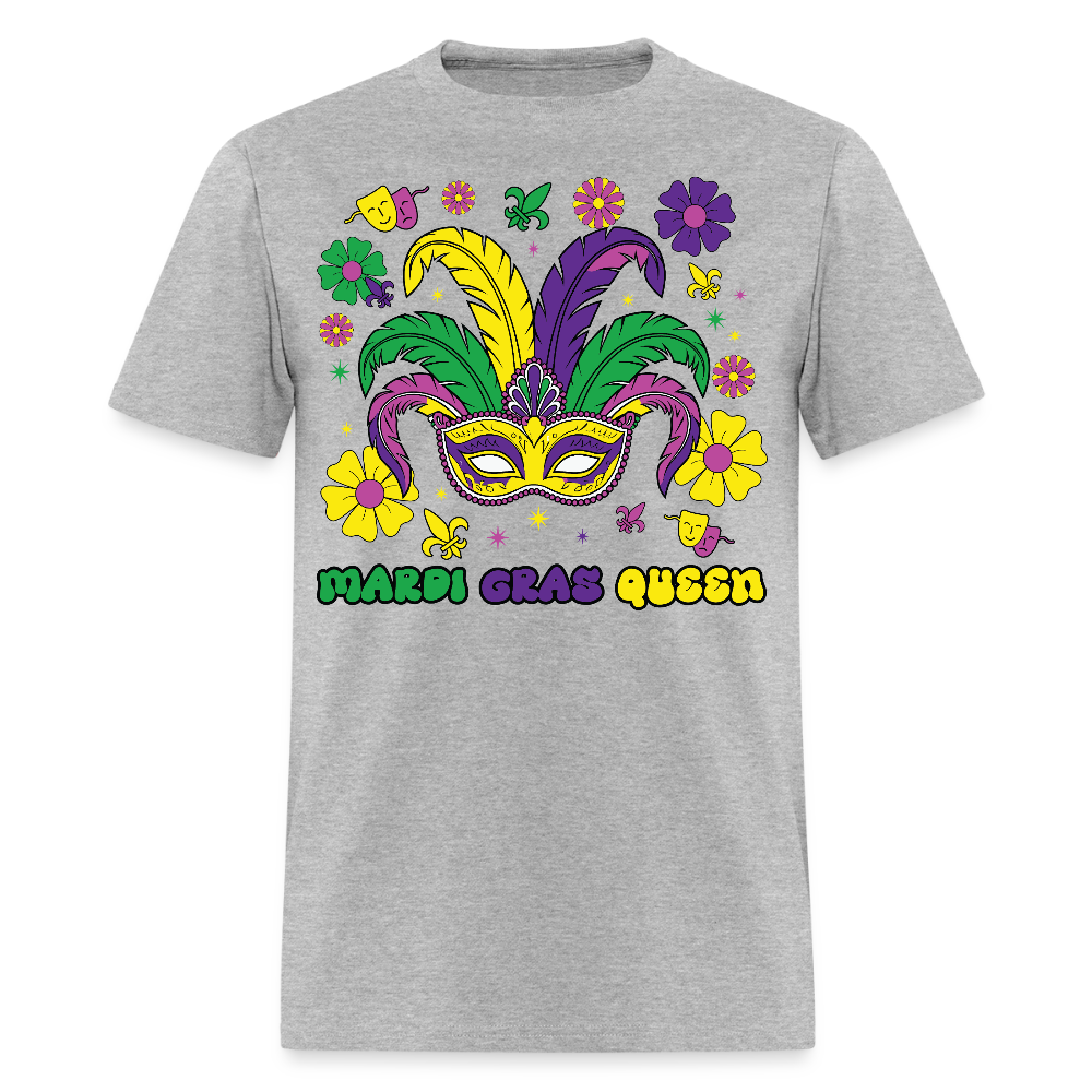 Mardi Gras Queen Shirt For Women Jester Mask Mardi Gras T-shirt - heather gray
