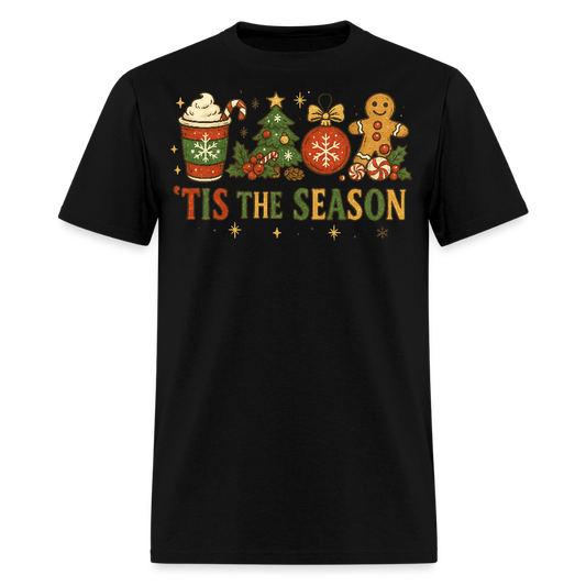 Tis The Season Christmas Graphic T-Shirt - black