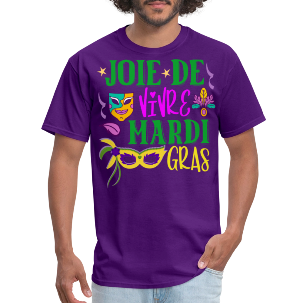 Joie De Vivre Mardi Gras Graphic Tee Colorful Masquerade Mask T-shirt - purple