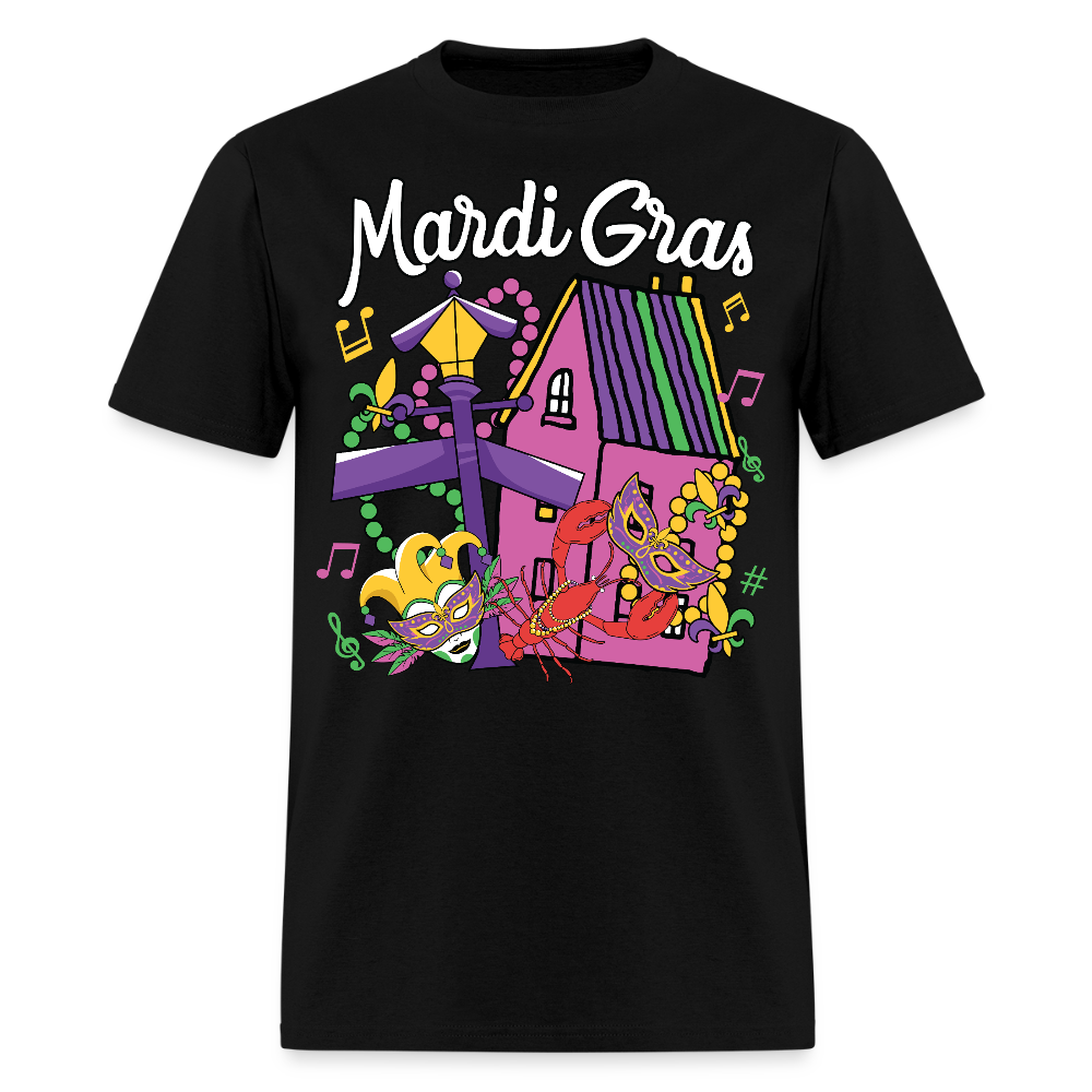 New Orleans Themed Festival Tee For Parades Mardi Gras T-shirt - black