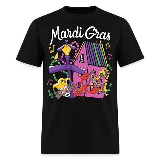 New Orleans Themed Festival Tee For Parades Mardi Gras T-shirt - black