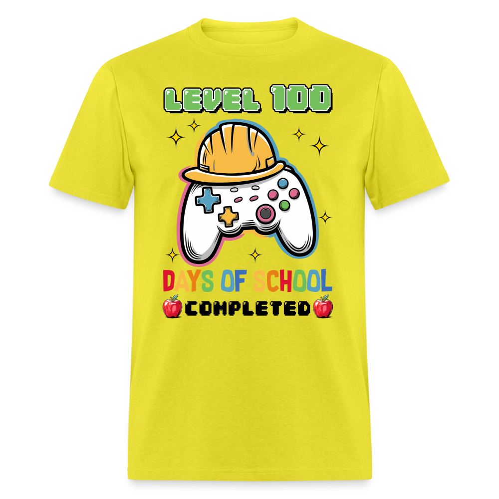 Level 100 Days Of School Gamer Shirt Level Up School Milestone T-shirt - yellow