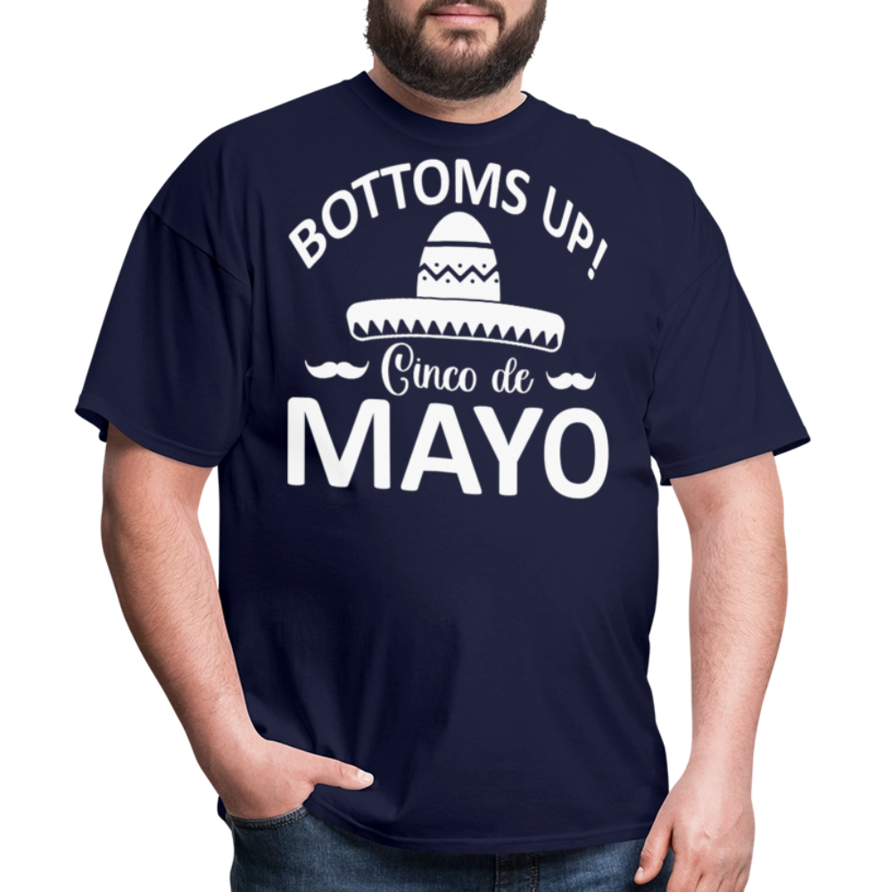 Bottoms Up Cinco de Mayo Tee Funny Mexican Drinking T-shirt - navy