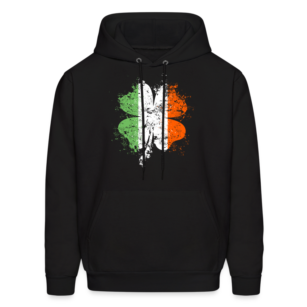 Irish Distressed Shamrock ST Patrick's Day Men's Hoodie - black