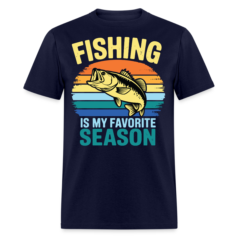 Retro Fishing Is My  Favorite Season T-shirt - navy