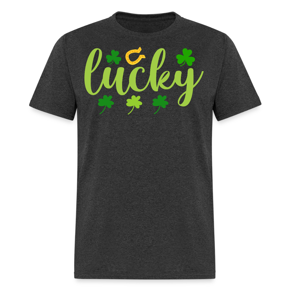 Irish Shamrock Lucky Tee St. Patrick’s Day Lucky Tee For Women T-shirt - heather black