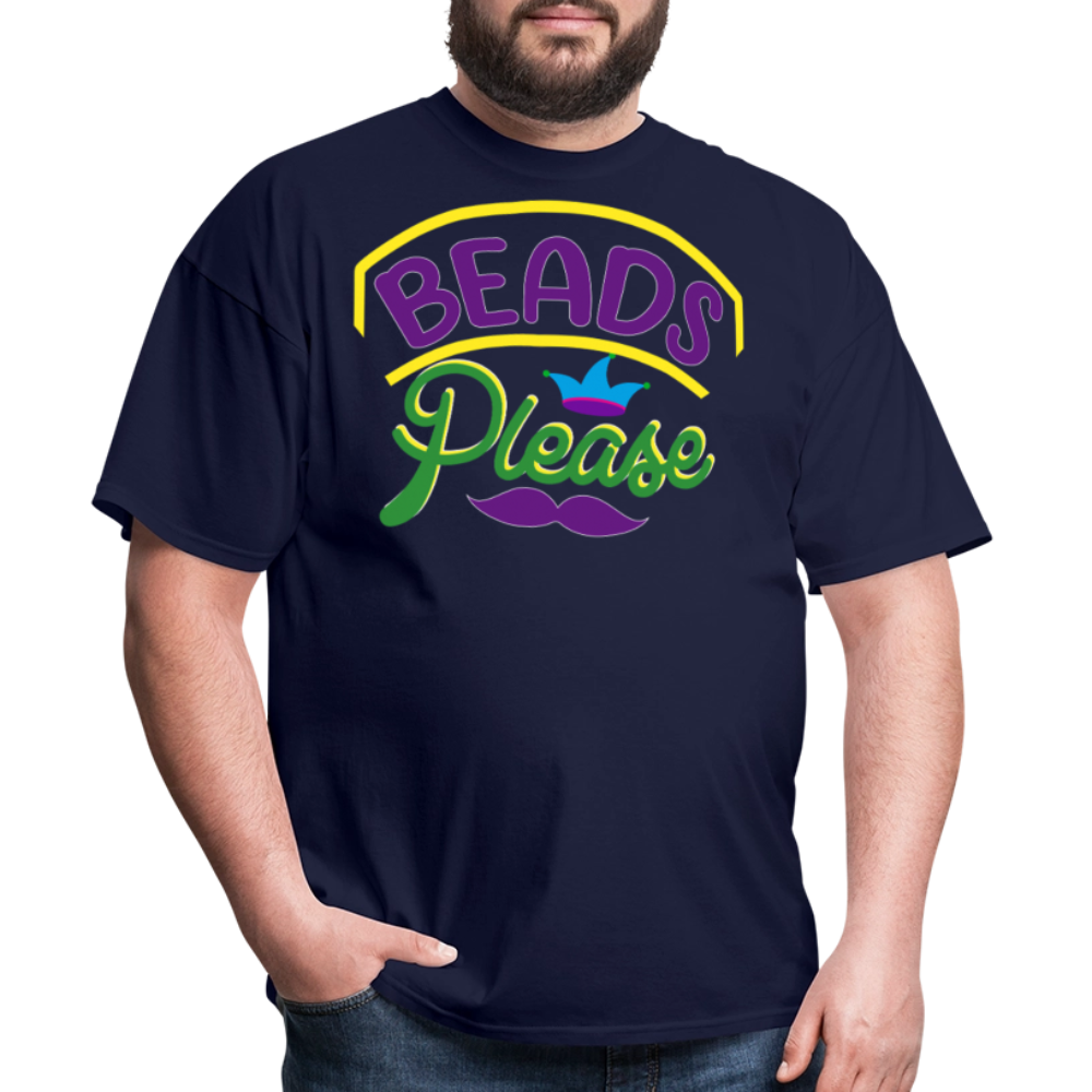 Beads Please Mardi Gras Novelty T-shirt - navy