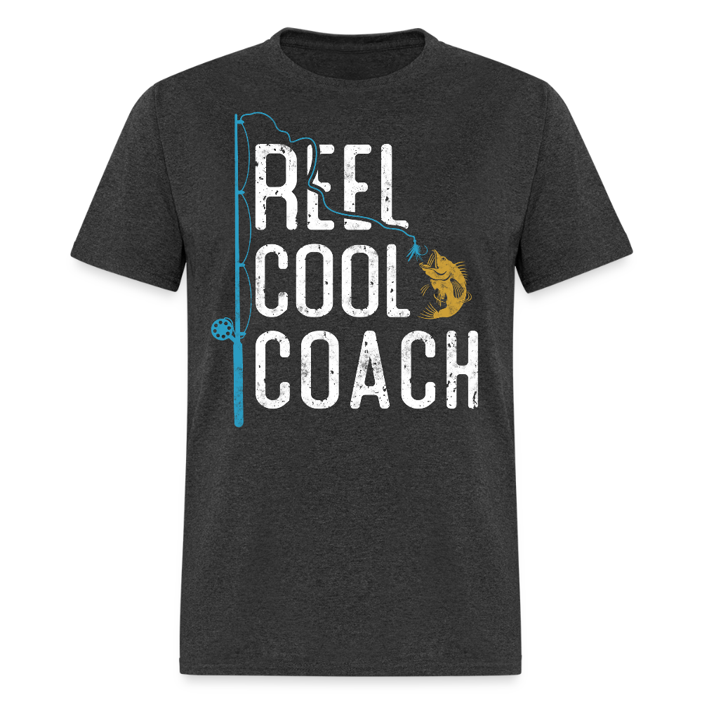 Reel Cool Coach Funny Fishing Coach T-shirt - heather black