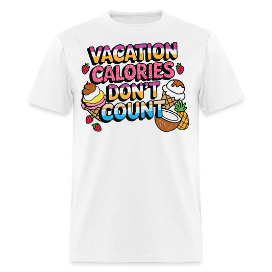 Funny Vacation Calorie Counting Fitness T-shirt - white