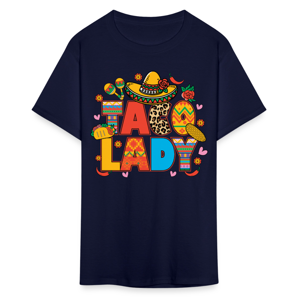 Funny Taco lover Shirt For Women Colorful Taco Lady T-shirt - navy