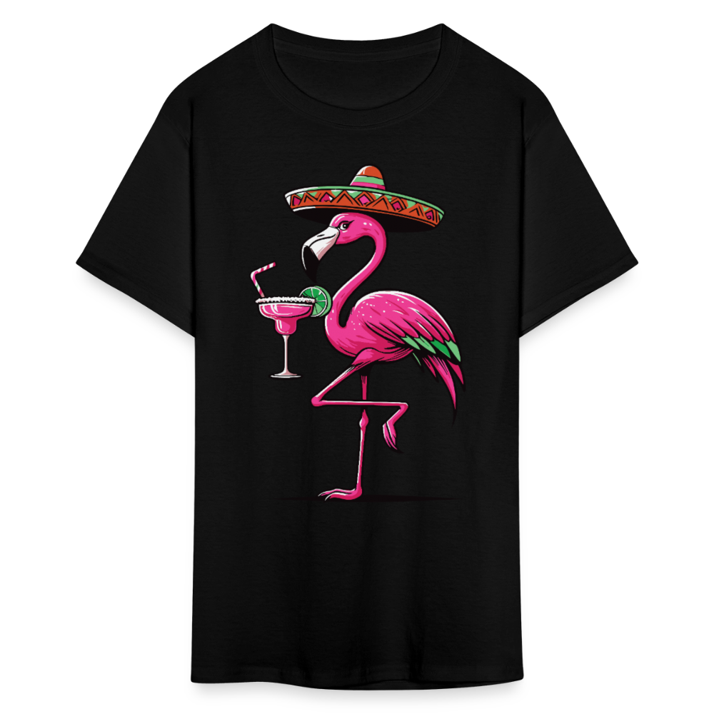 Tropical Flamingo Margarita Tee Pink Flamingo Drinking T-shirt - black